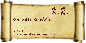 Kossuth Román névjegykártya